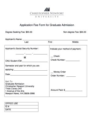 cnu application fee